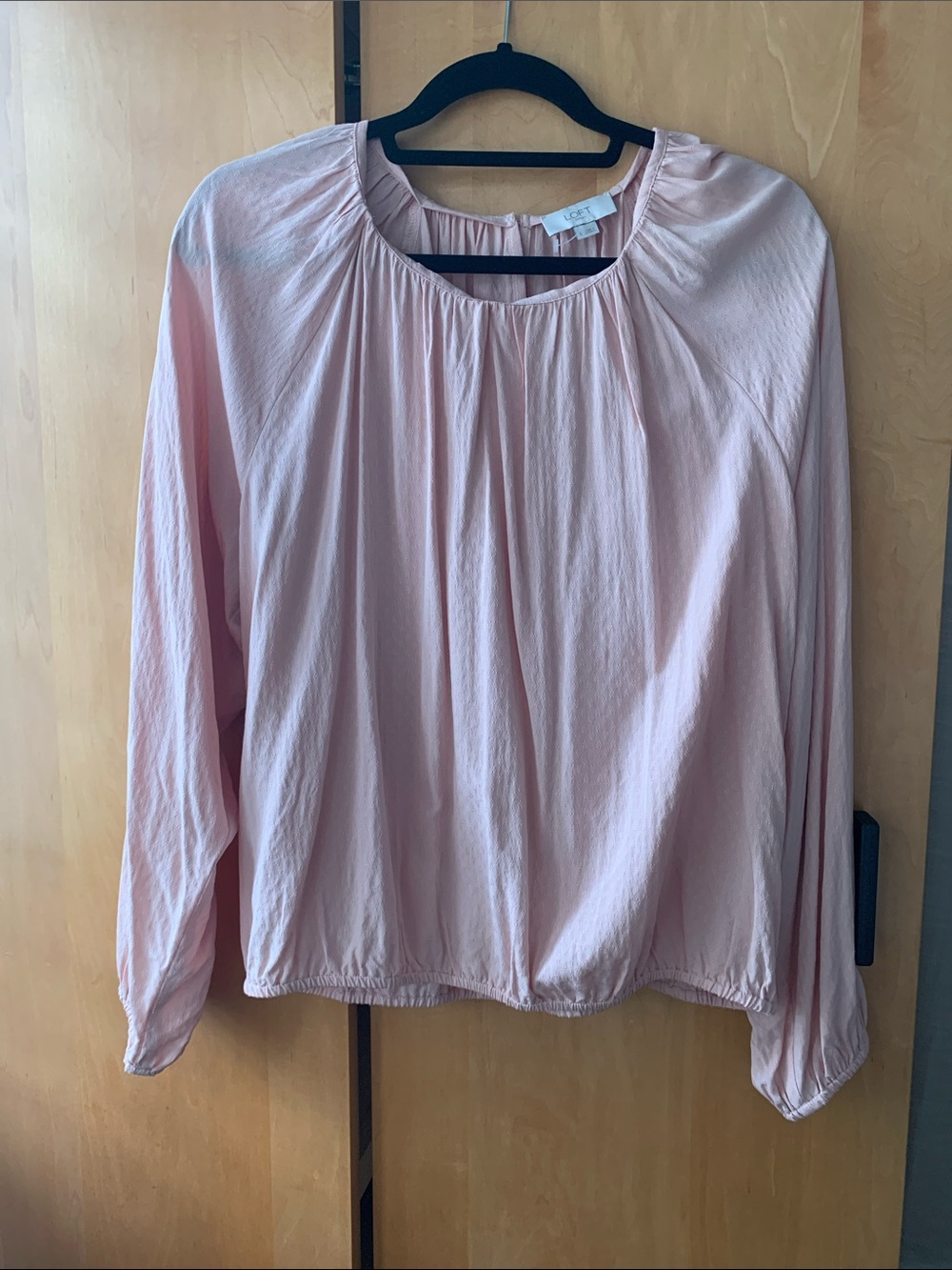 NWT LOFT womens blush pink sleeve peasant style Sz L
